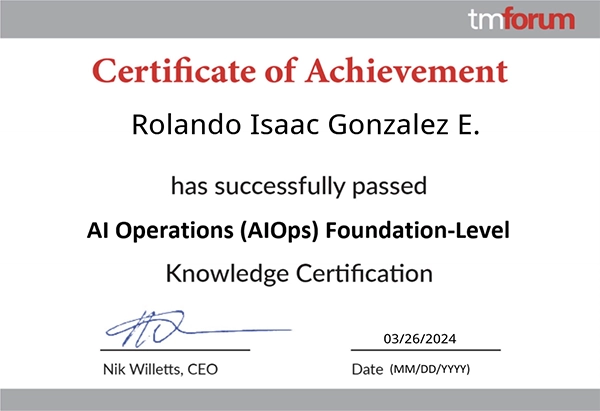 TM Forum Certified Professional AI Operations AIOps