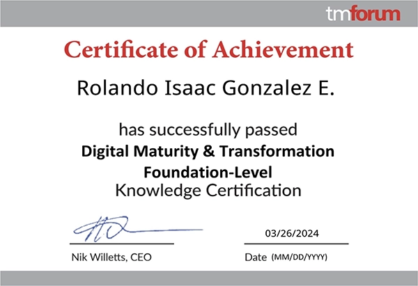 TM Forum Certified Professional Digital Maturity & Transformation