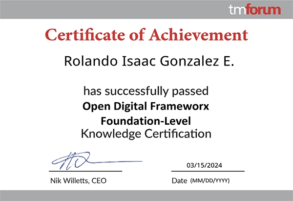 TM Forum Certified Professional Open Digital Framework