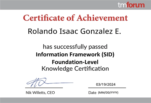 TM Forum Certified Professional Information Framework SID